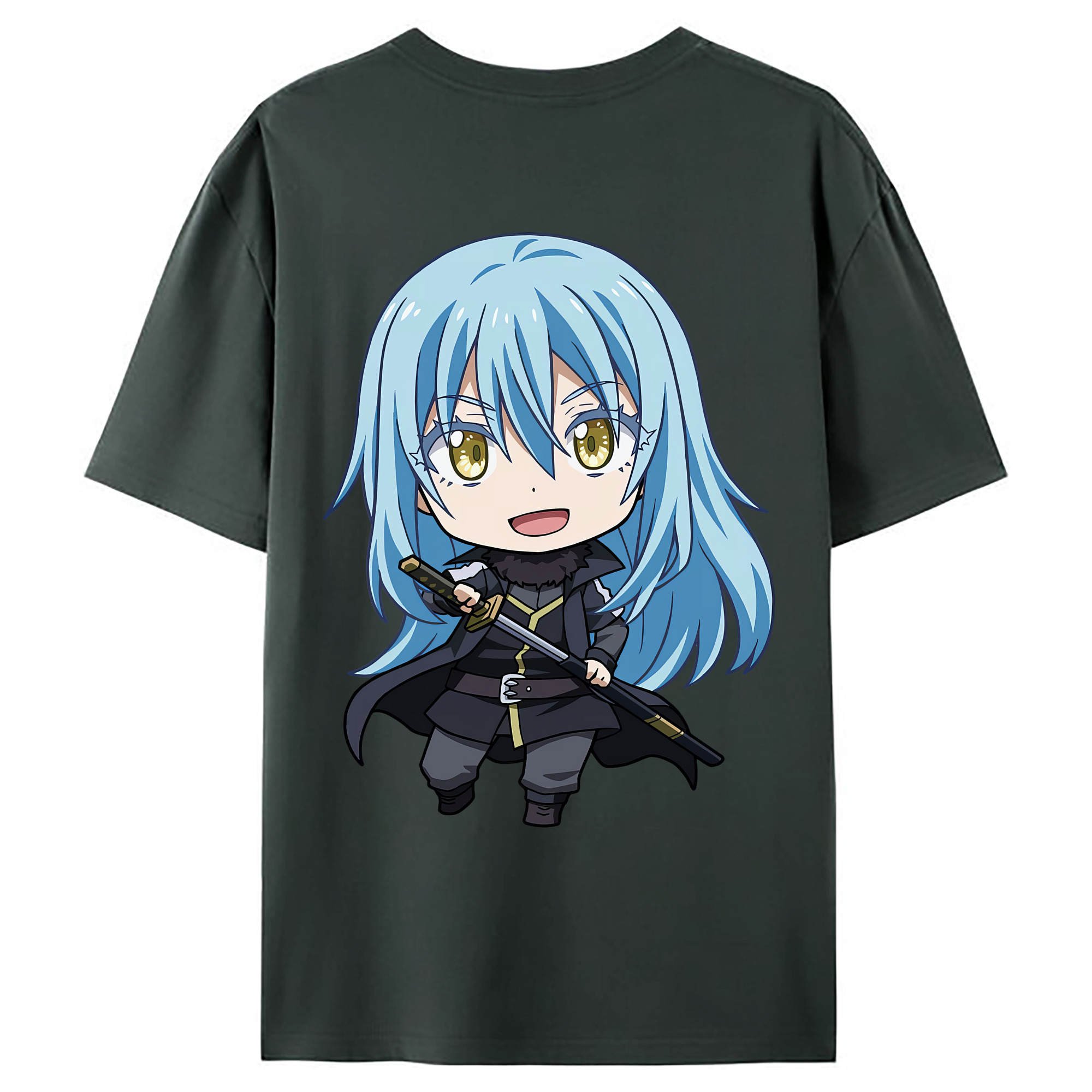 （画像用） 転スラ Regarding Reincarnated to Slime 綿100％ メンズ半袖Tシャツ（バックプリント） 通気性